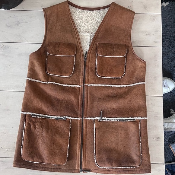 Other - Brown Shearling Vest with Pockets